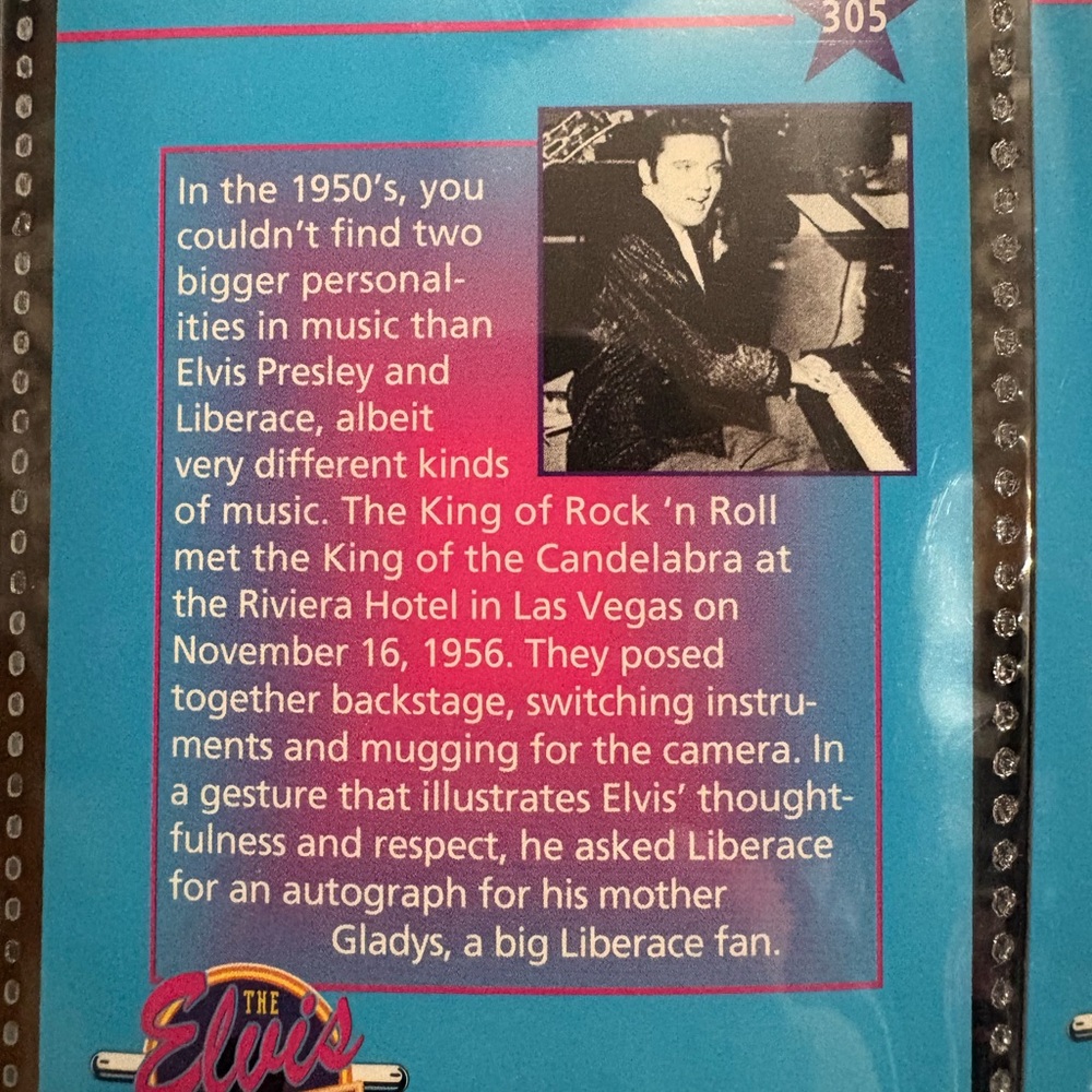 Elvis Presley and Liberace Commemorative Vinyl Record